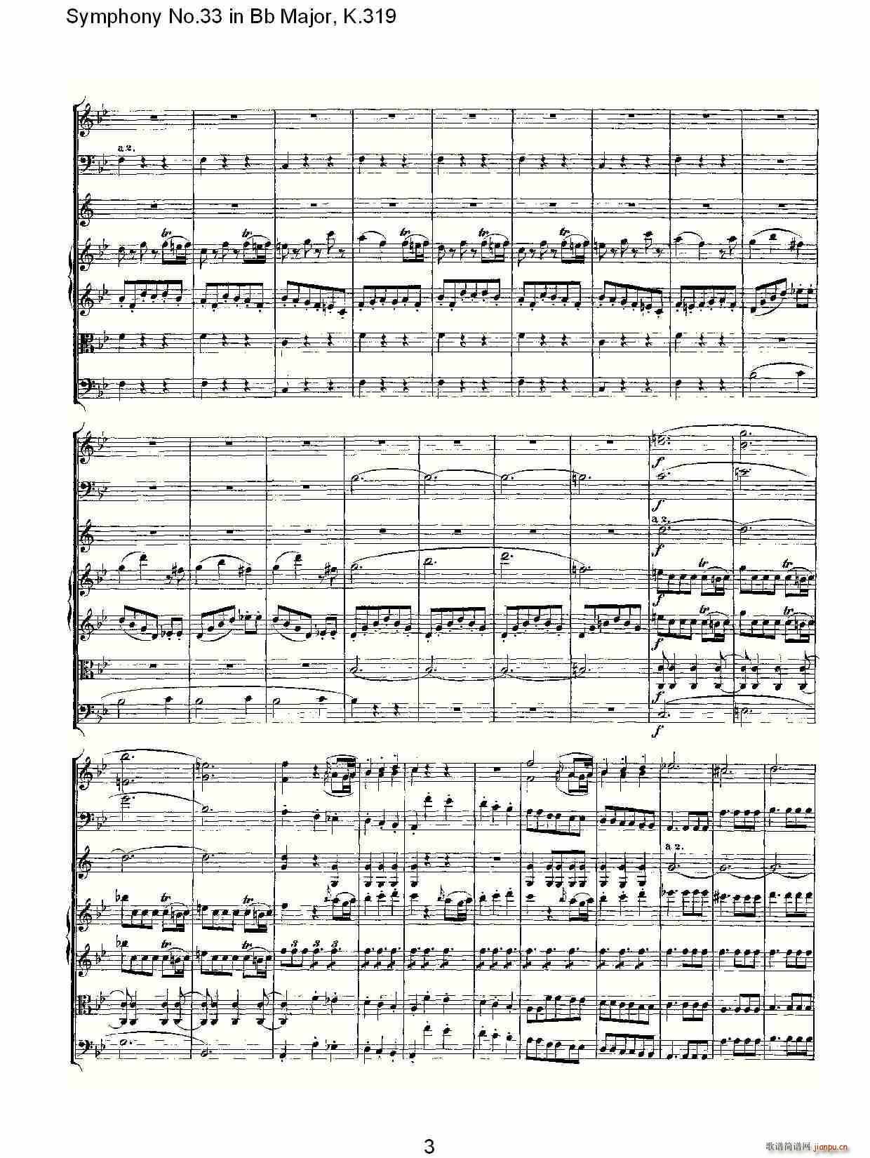 朴素传幽真 《Symphony No.33 in Bb Major, K.319（Bb大调第三十三交响曲K.31）》简谱