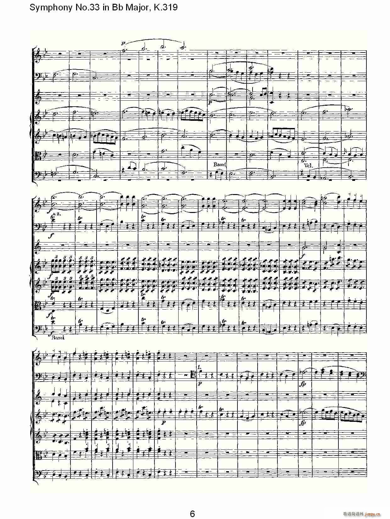 朴素传幽真 《Symphony No.33 in Bb Major, K.319（Bb大调第三十三交响曲K.31）》简谱