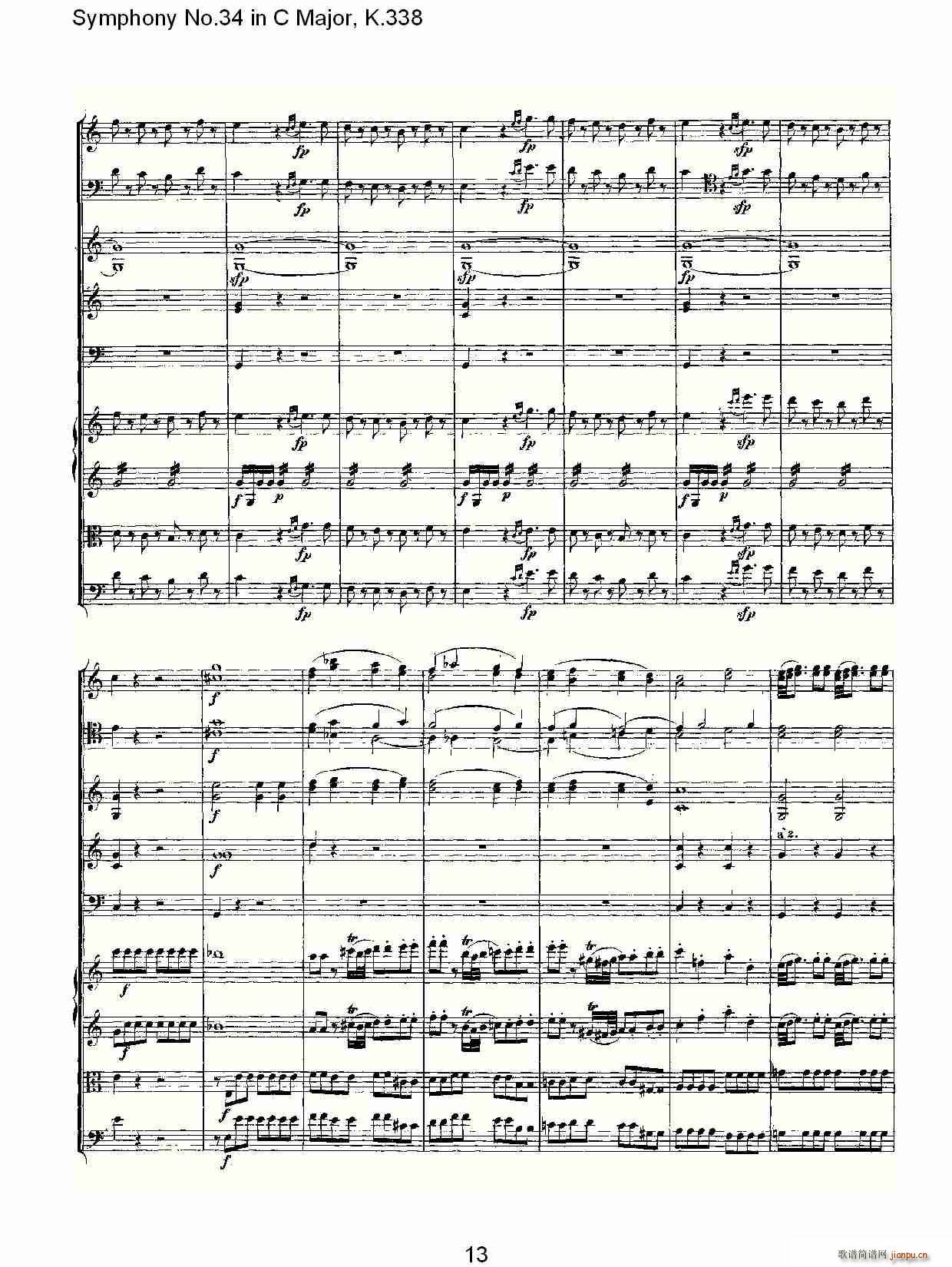 朴素传幽真 《Symphony No.34 in C Major, K.338（C大调第三十四交响曲K.338）》简谱