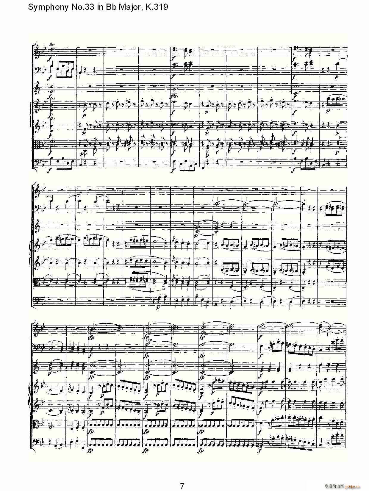 朴素传幽真 《Symphony No.33 in Bb Major, K.319（Bb大调第三十三交响曲K.31）》简谱