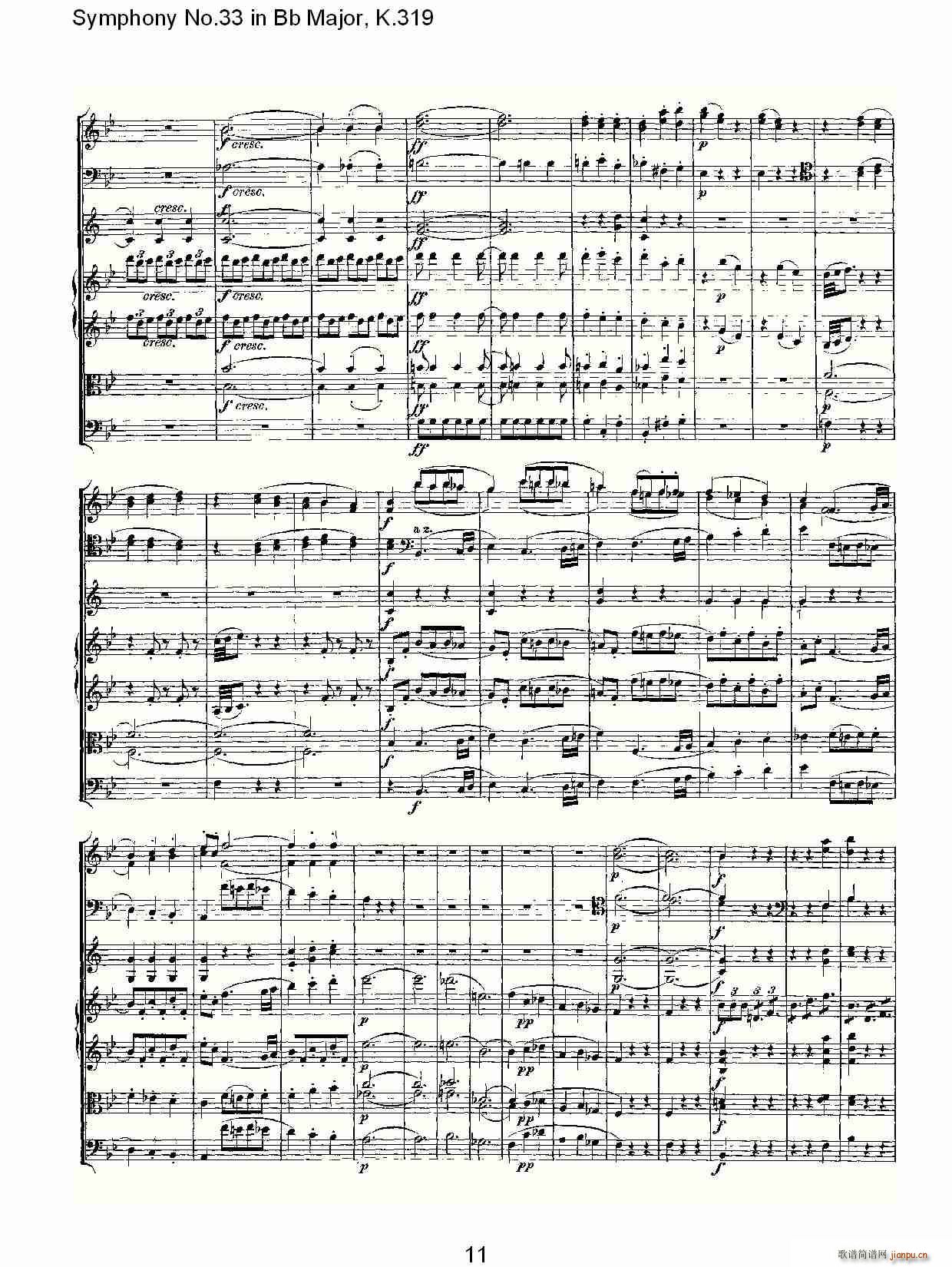 朴素传幽真 《Symphony No.33 in Bb Major, K.319（Bb大调第三十三交响曲K.31）》简谱