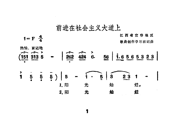 江西省歌舞团 《前进在社会主义大道上》简谱