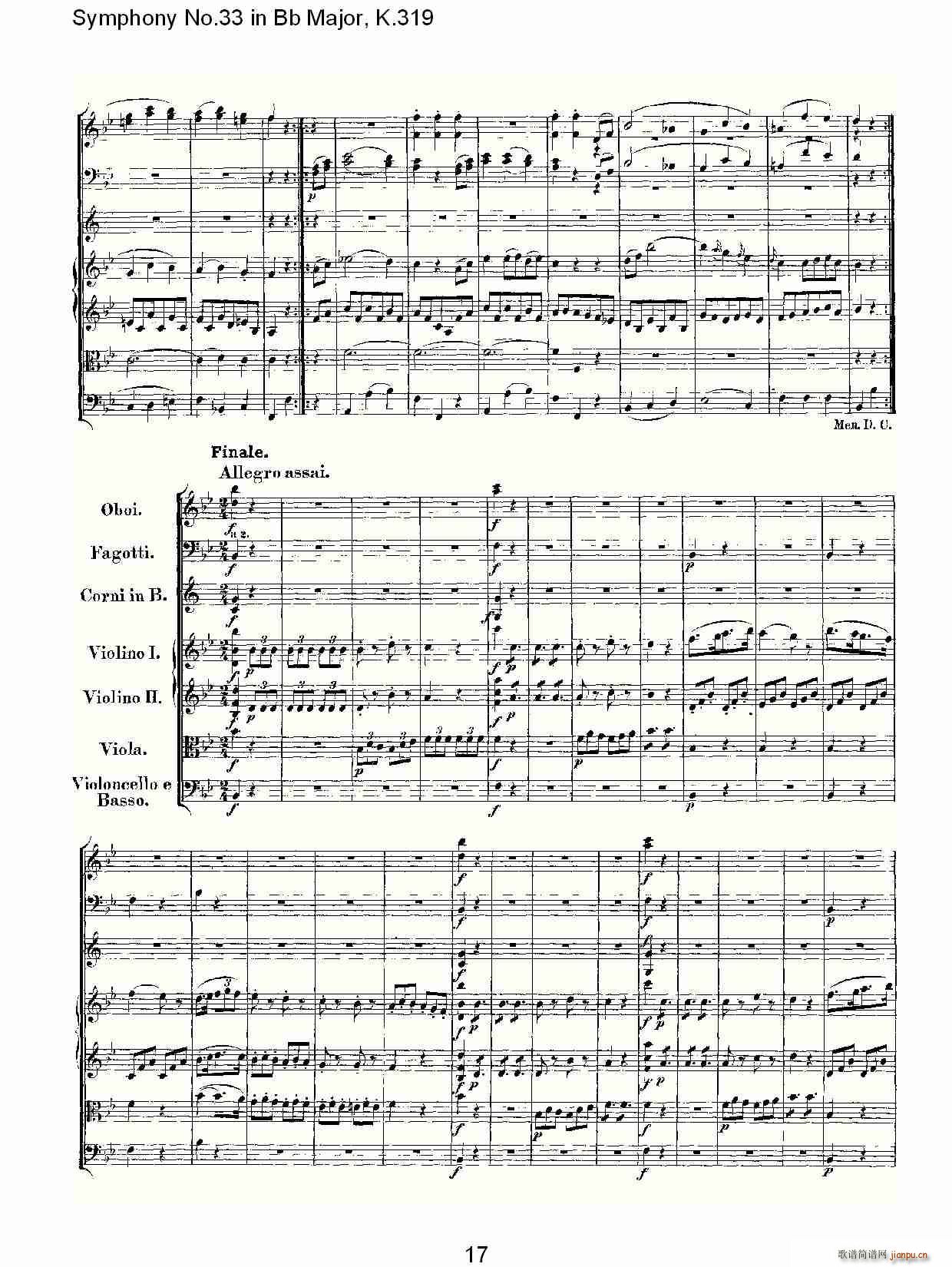 朴素传幽真 《Symphony No.33 in Bb Major, K.319（Bb大调第三十三交响曲K.31）》简谱