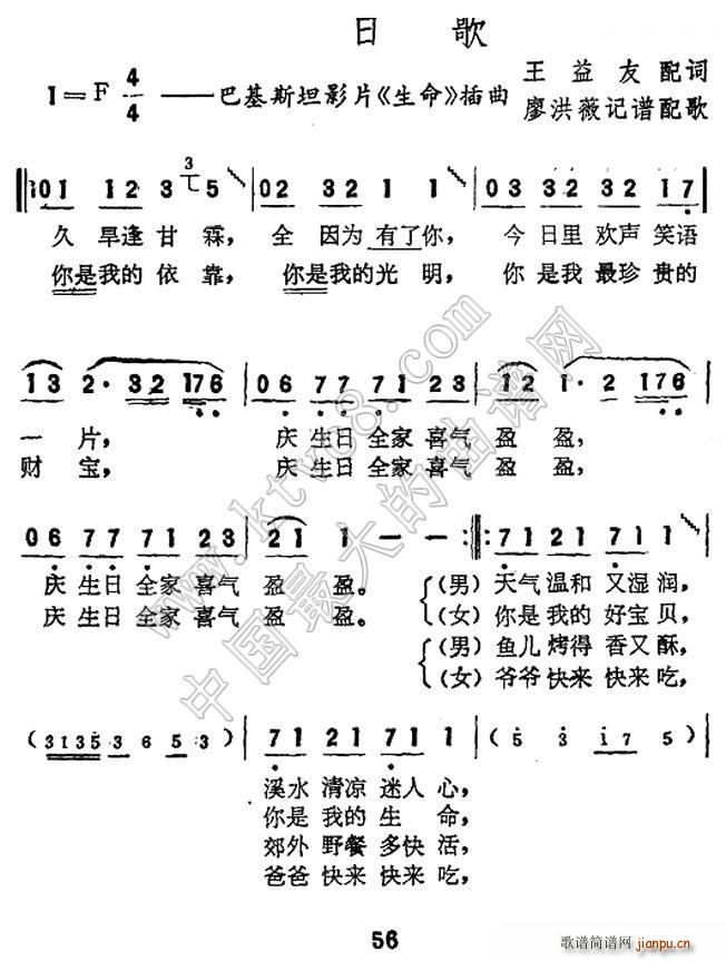 [巴基斯坦]生日歌（电影 《生命》简谱