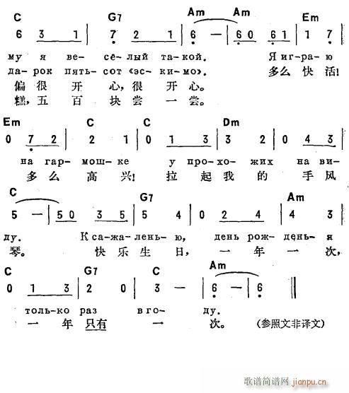 未知 《鳄鱼根納过生日(俄汉双语)2》简谱