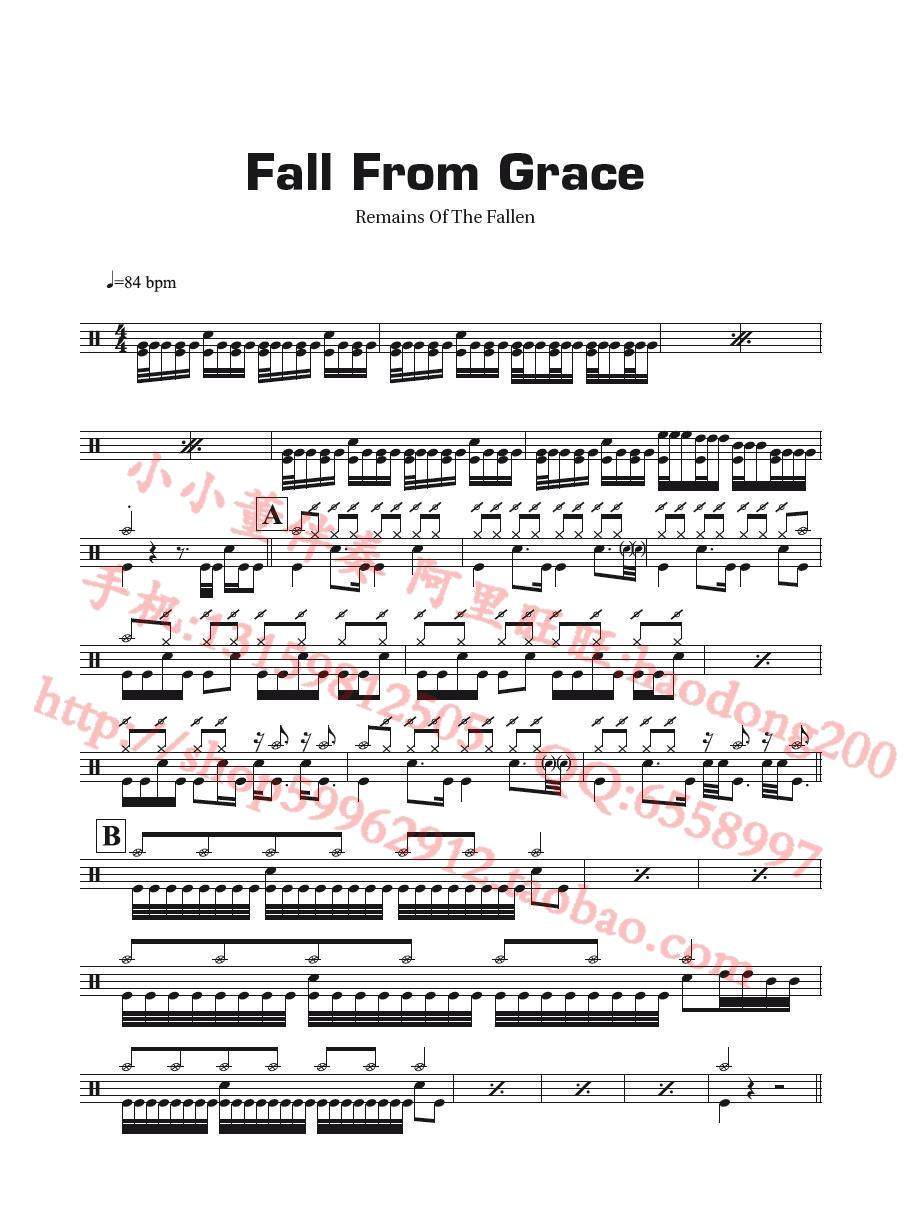 Fall From Grace架子鼓谱