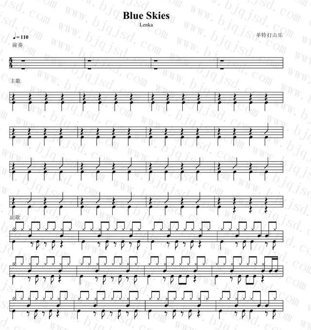 Blue Skies架子鼓谱