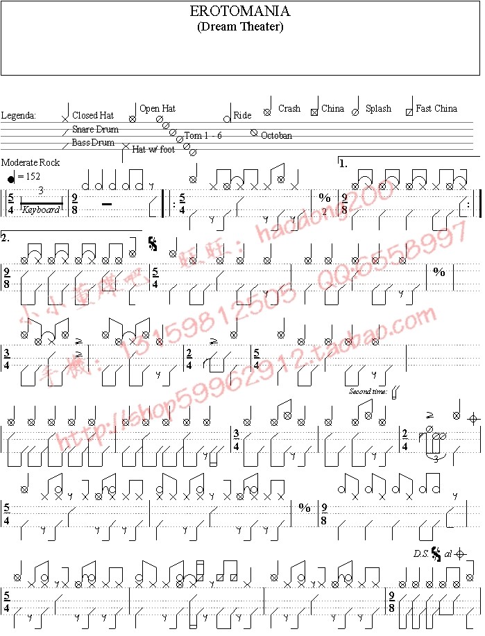 Erotomania架子鼓谱