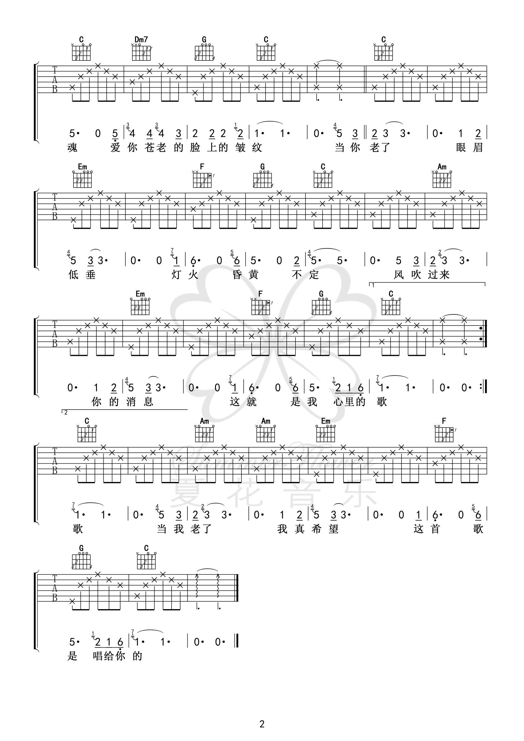 《当你老了吉他谱》_赵照_吉他图片谱3张 图3
