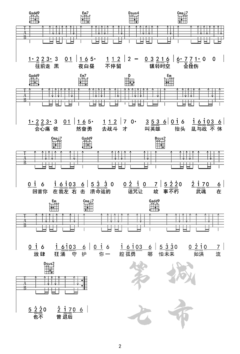 《破茧吉他谱》_张韶涵_吉他图片谱2张 图2