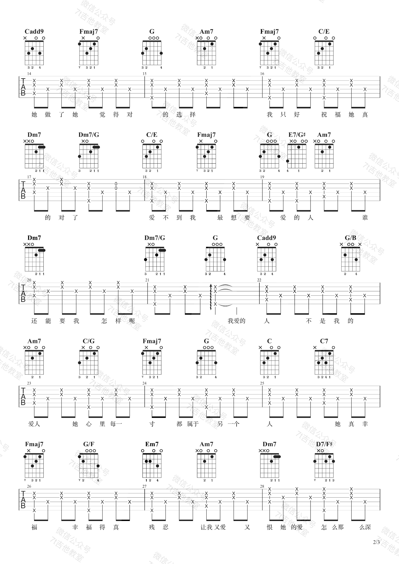 《我爱的人吉他谱》_陈小春_D调_吉他图片谱3张 图2