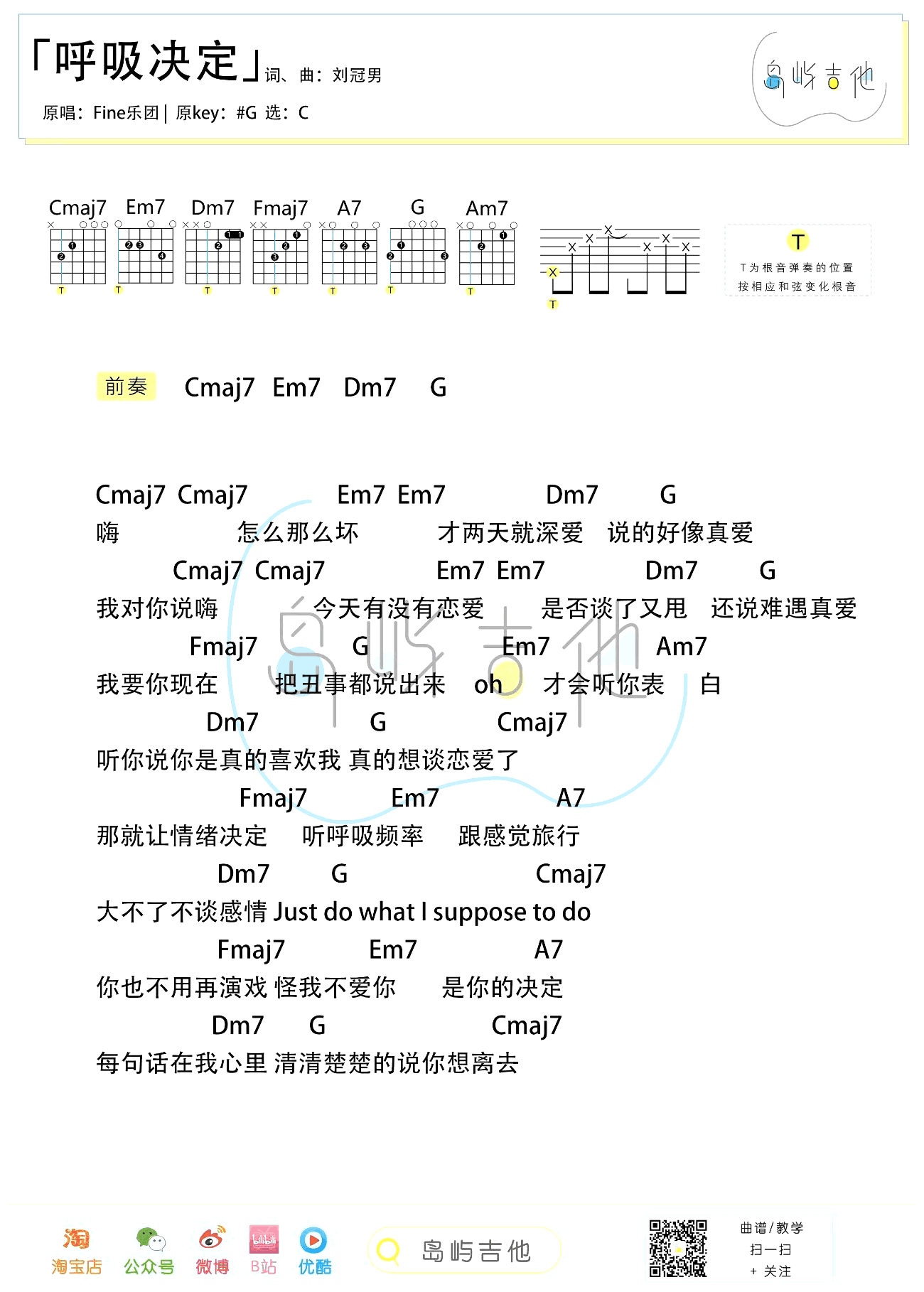 《呼吸决定吉他谱》_Fine乐队_吉他图片谱2张 图2