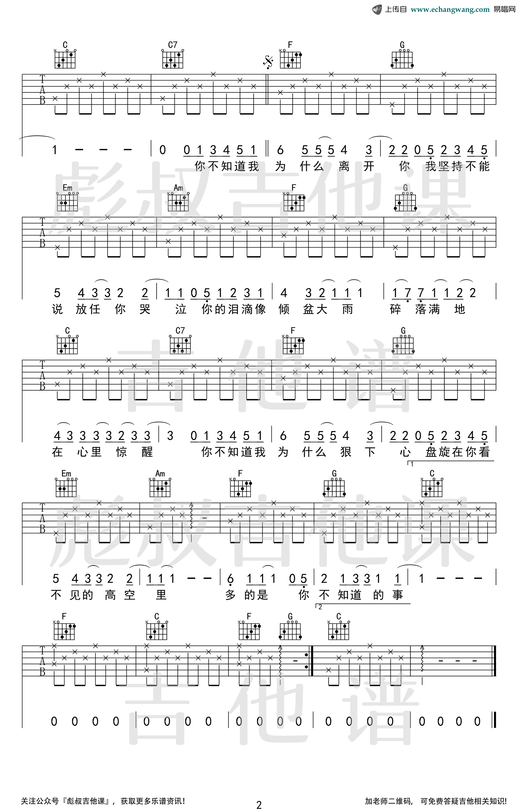 《你不知道的事吉他谱》_王力宏_吉他图片谱2张 图2