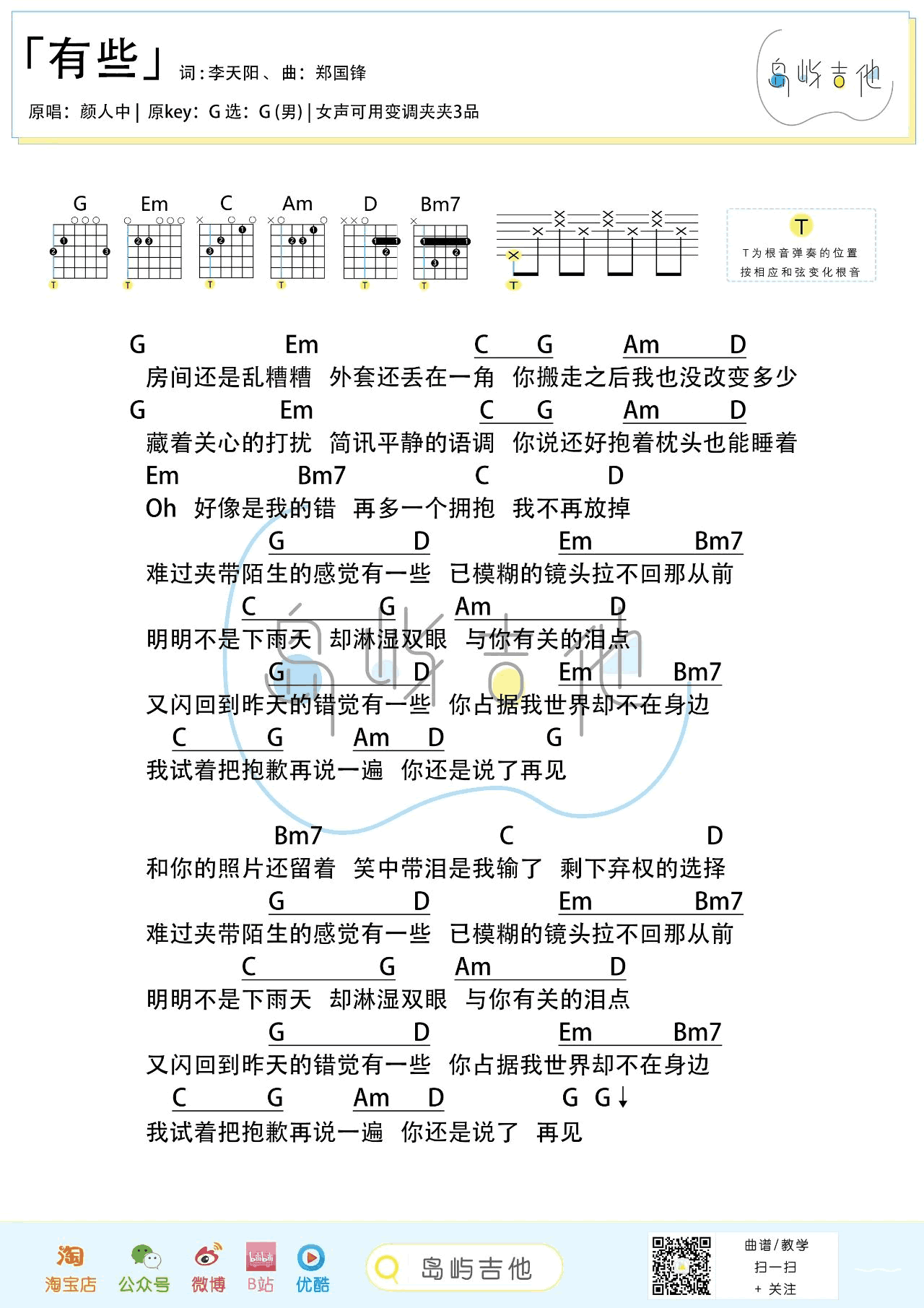 《有些吉他谱》_颜人中_吉他图片谱2张 图2