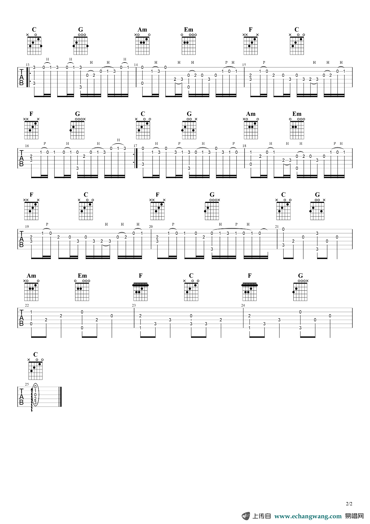 卡农吉他谱 - 虫虫吉他谱免费下载 - 虫虫乐谱