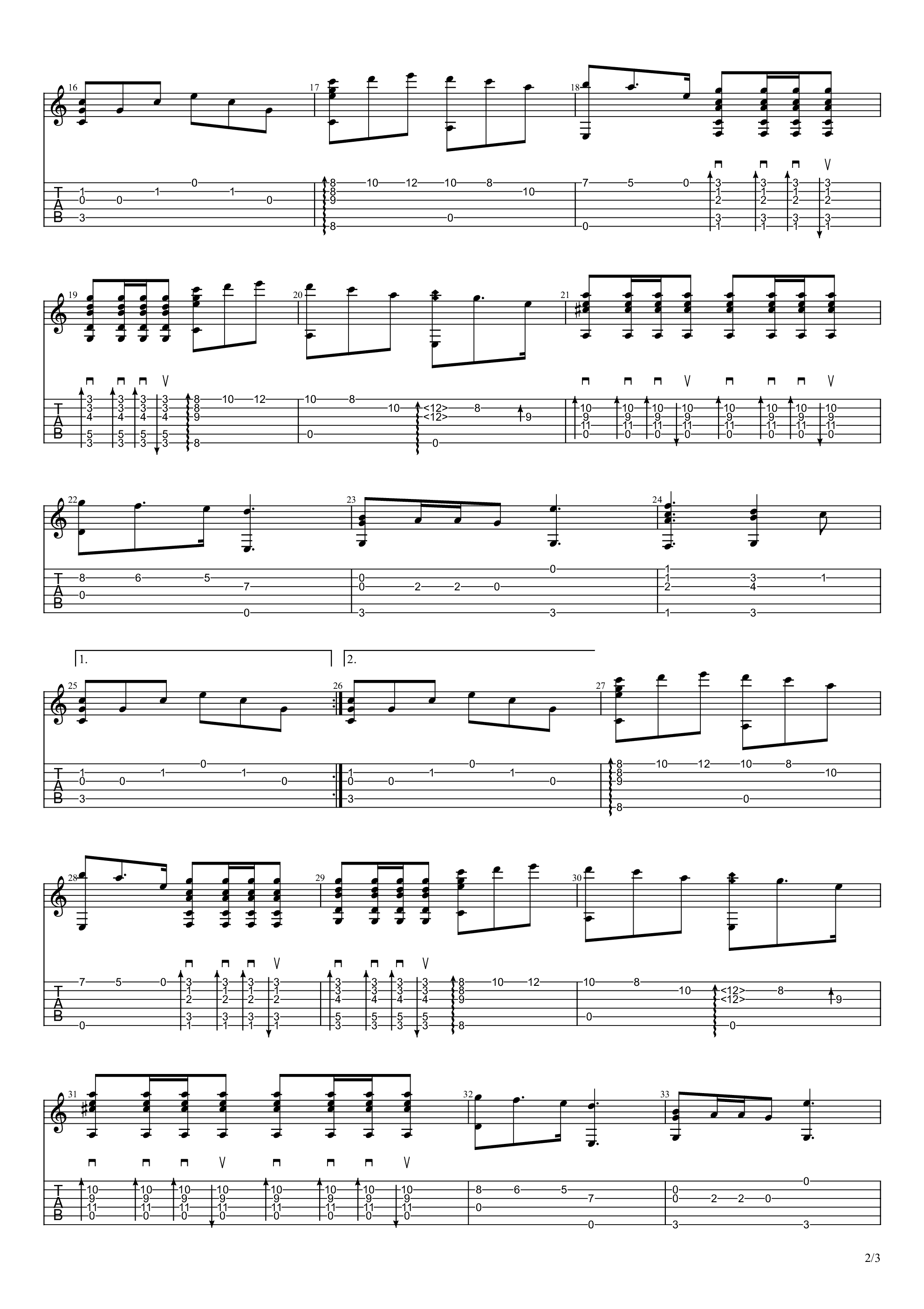 《我和我的祖国吉他指弹谱吉他谱》_独奏曲_吉他图片谱3张 图2