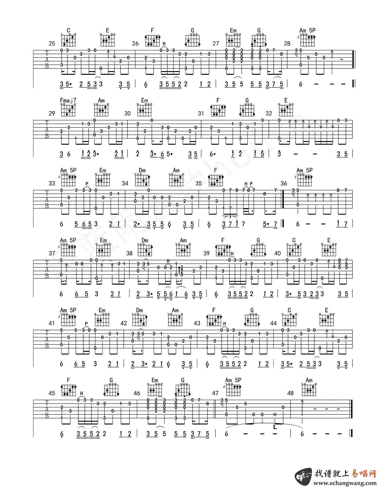 《一生啊吉他指弹谱吉他谱》_马句_吉他图片谱3张 图3
