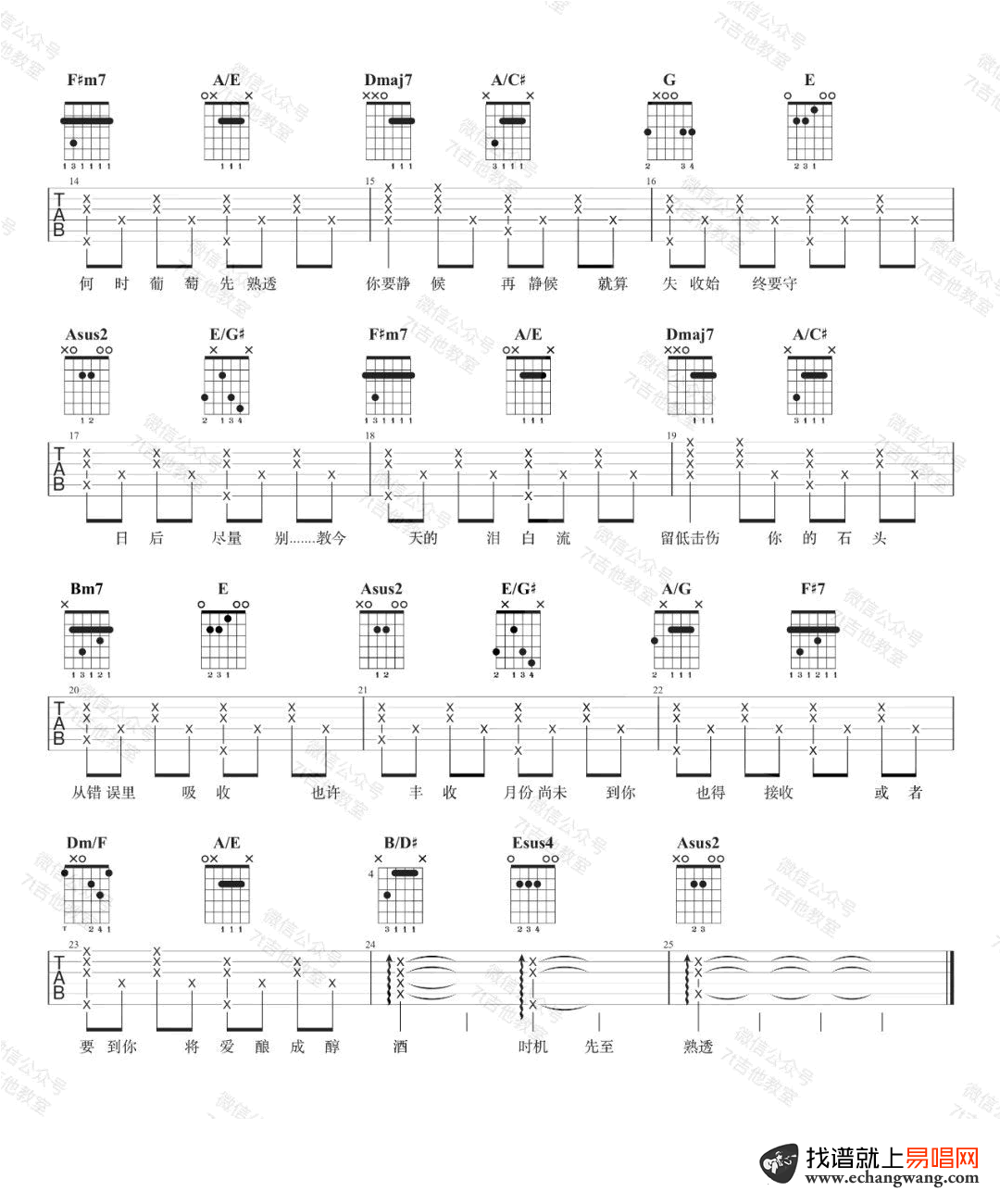 《葡萄成熟时吉他谱》_陈奕迅_B调_吉他图片谱2张 图2