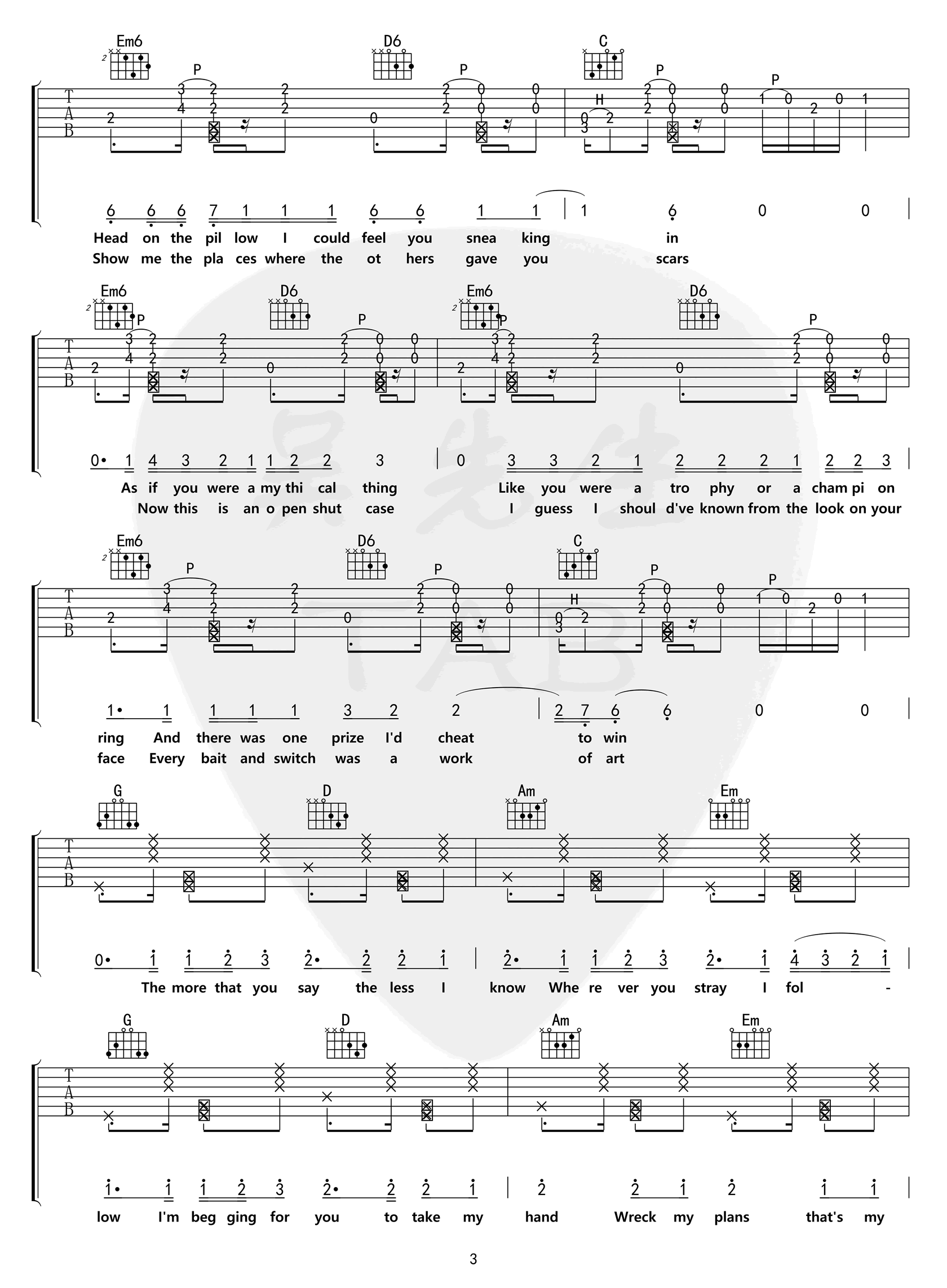 《willow吉他谱》_Taylor_G调_吉他图片谱6张 图3