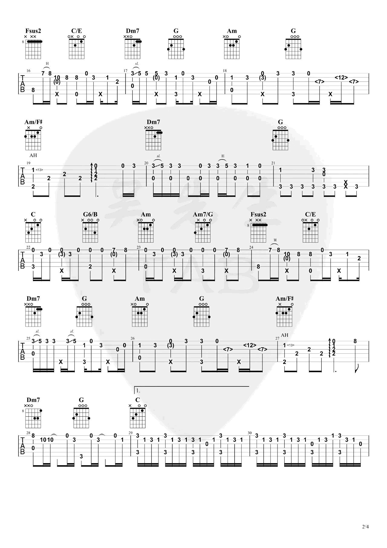 《间距指弹谱吉他谱》_EN_吉他图片谱4张 图2