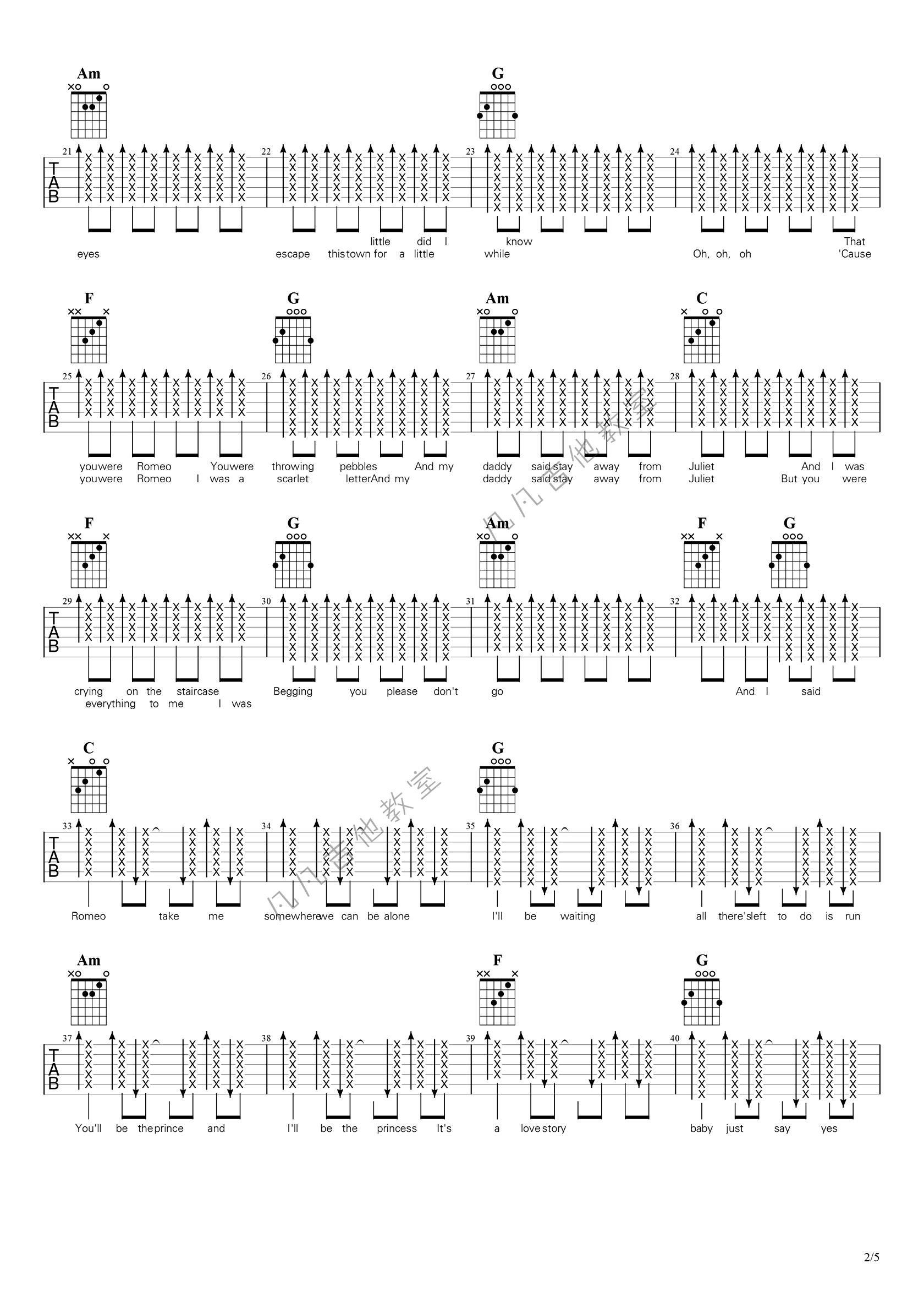 《Love Story吉他谱》_Taylor_吉他图片谱5张 图2