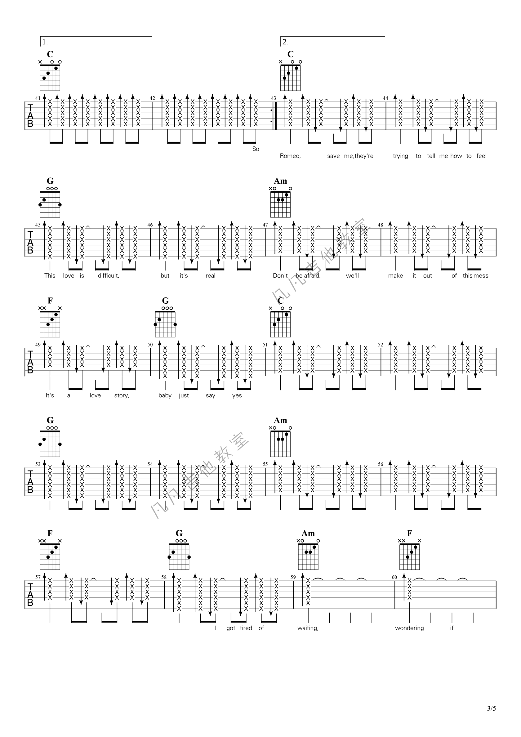 《Love Story吉他谱》_Taylor_吉他图片谱5张 图3