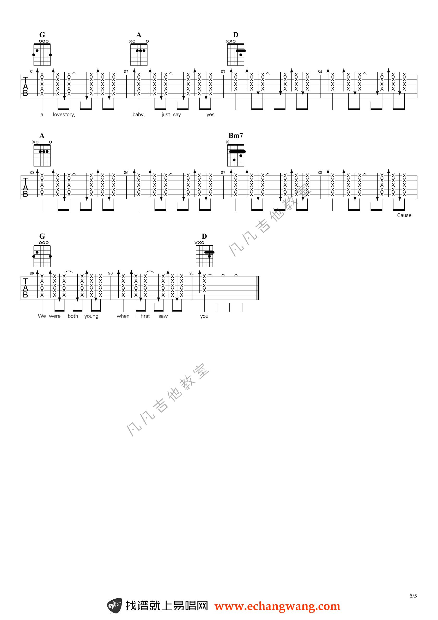 《Love Story吉他谱》_Taylor_吉他图片谱5张 图5