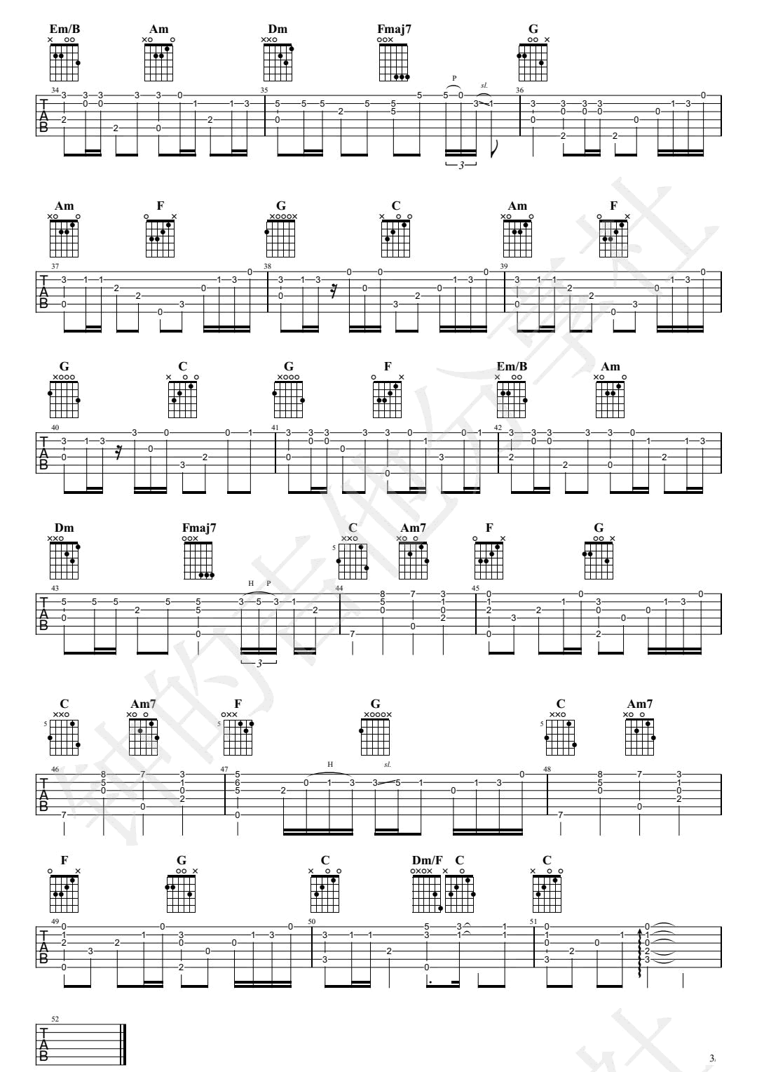 《Summer指弹谱吉他谱》_久石让_吉他图片谱3张 图3