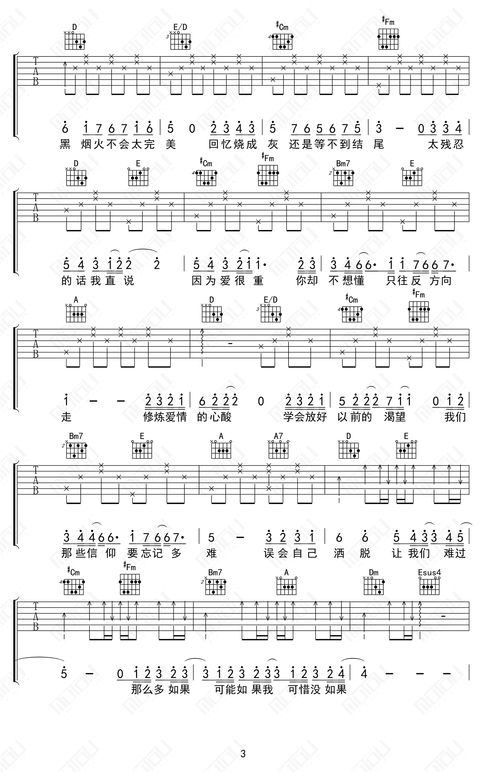 《串烧歌曲吉他谱》_林俊杰_B调_吉他图片谱5张 图3