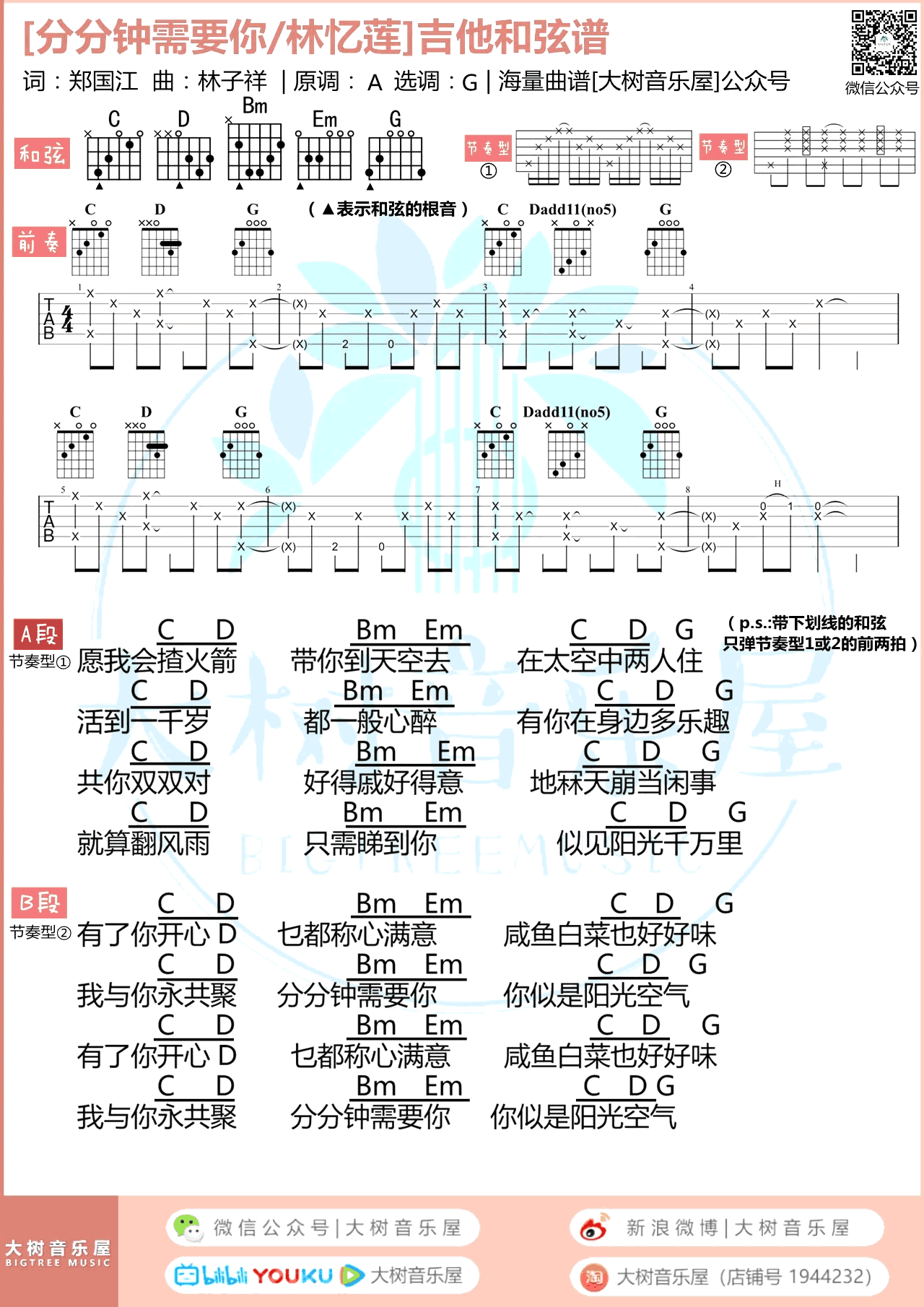 《分分钟需要你吉他谱》_林子祥/林忆莲_吉他图片谱3张 图3