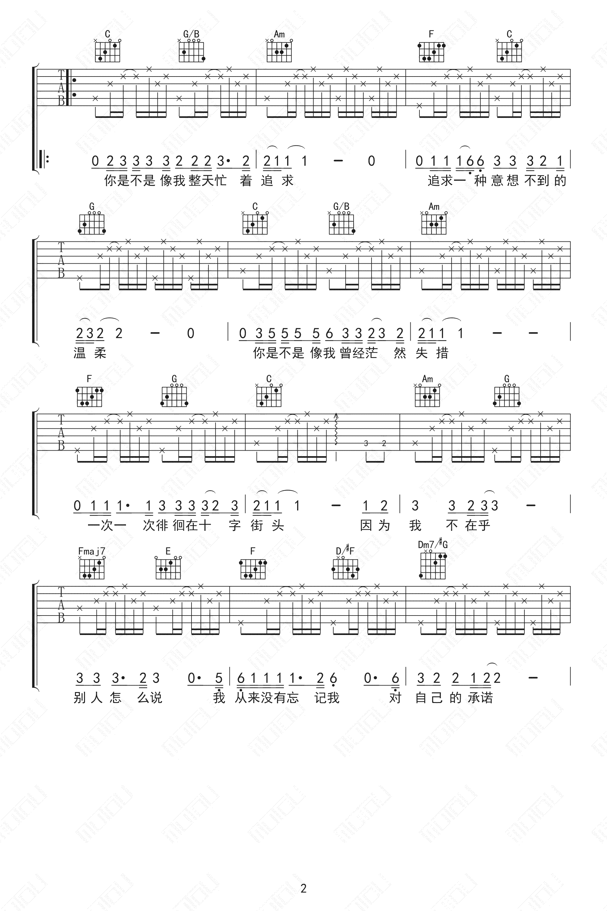 《我的未来不是梦吉他谱》_张雨生_吉他图片谱3张 图2