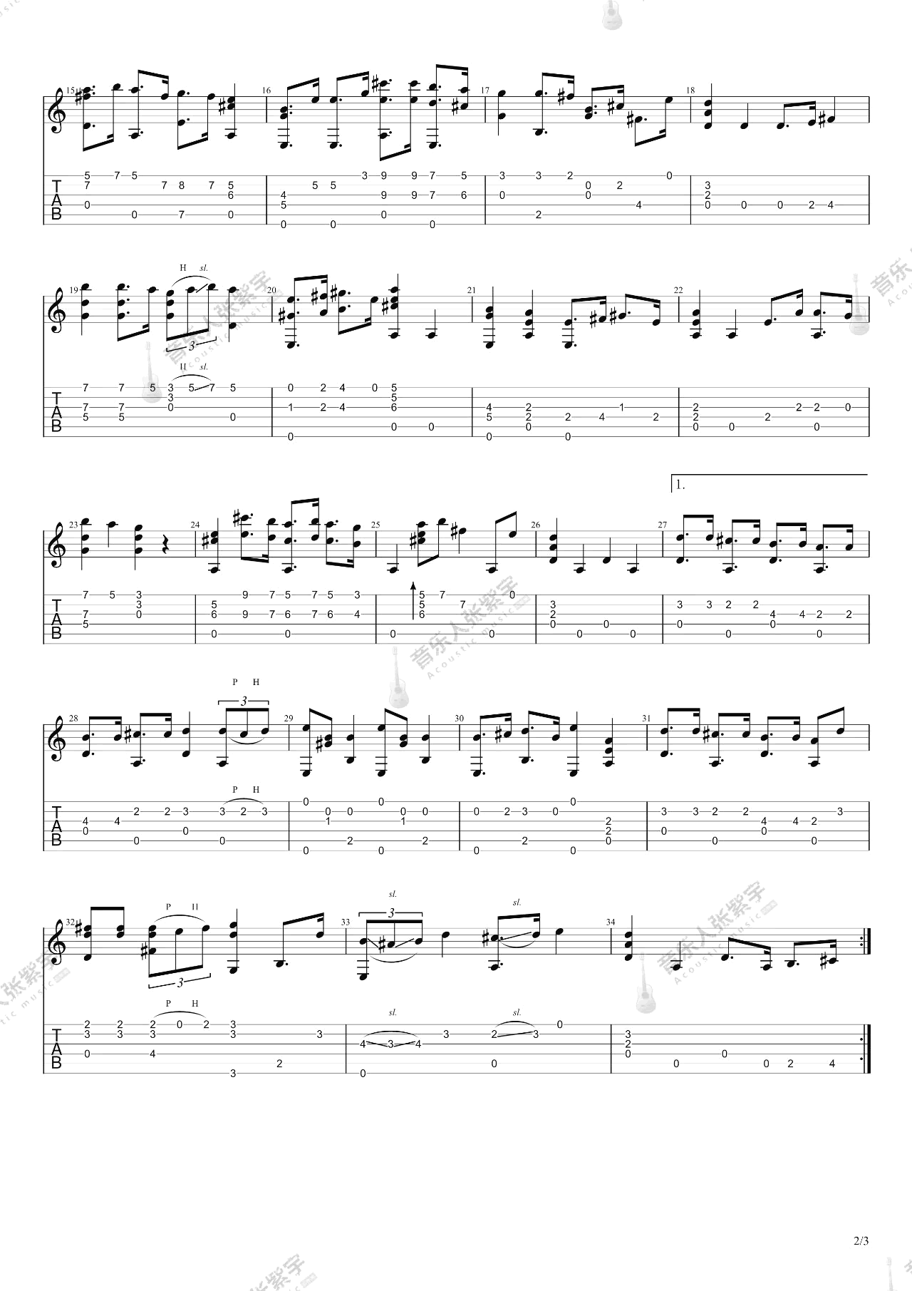 《哆啦A梦（5级）》,（六线谱 调六线-独奏吉他谱-虫虫吉他谱免费下载