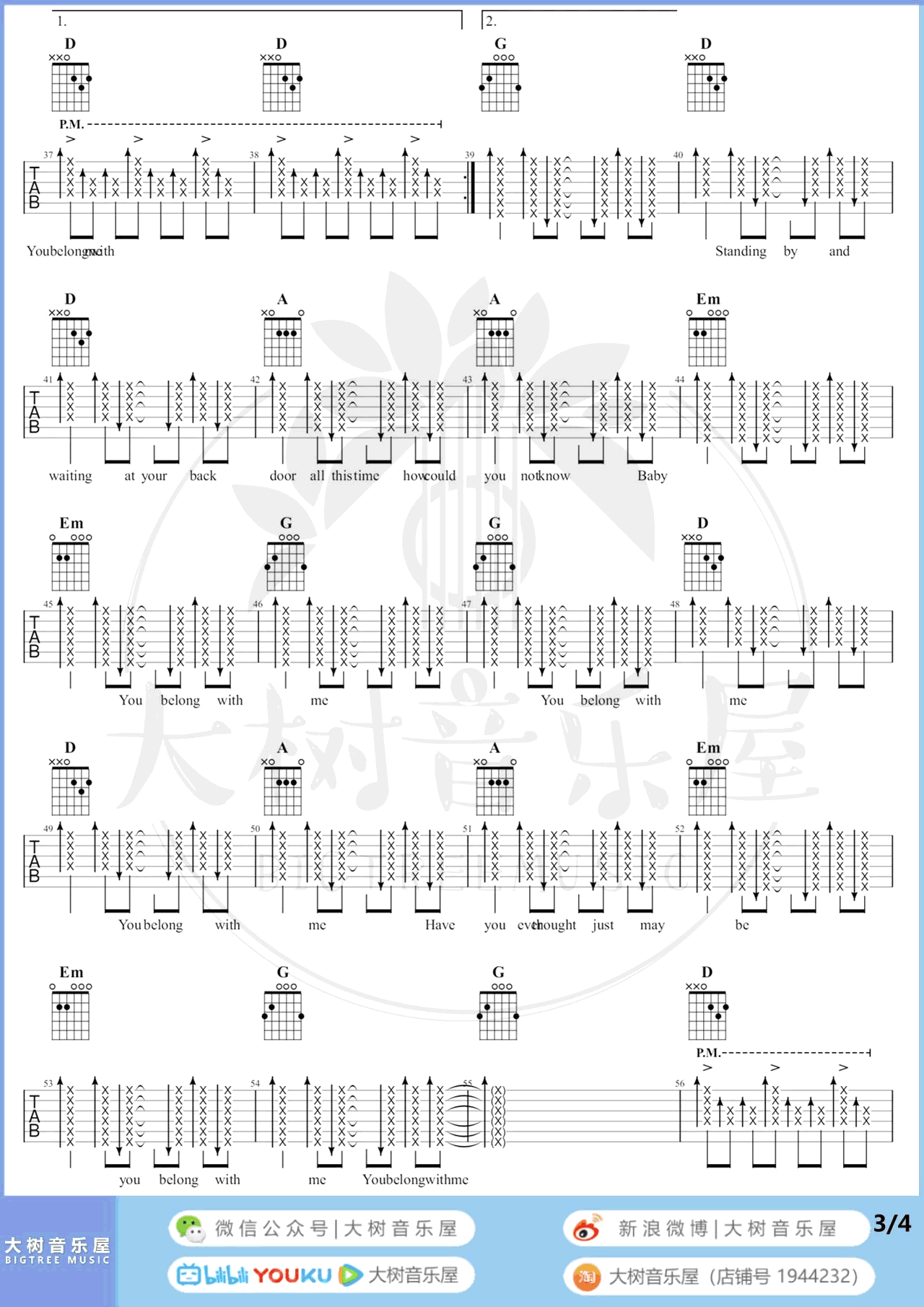 《You Belong With Me吉他谱》_Taylor_吉他图片谱4张 图3