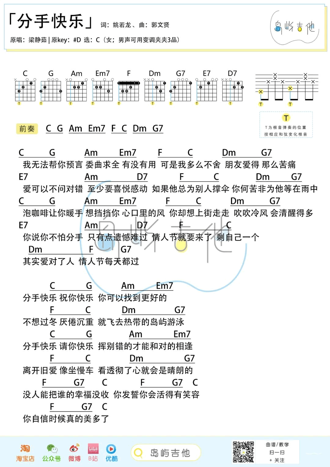 《分手快乐吉他谱》_梁静茹_吉他图片谱3张 图3