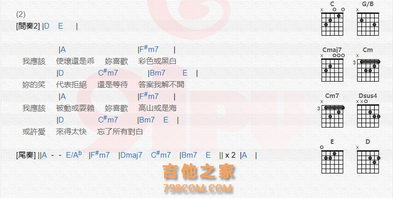 《爱情学测吉他谱》_棒棒堂_吉他图片谱2张 图2