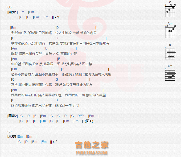 《心闷吉他谱》_美秀集团_吉他图片谱2张 图2