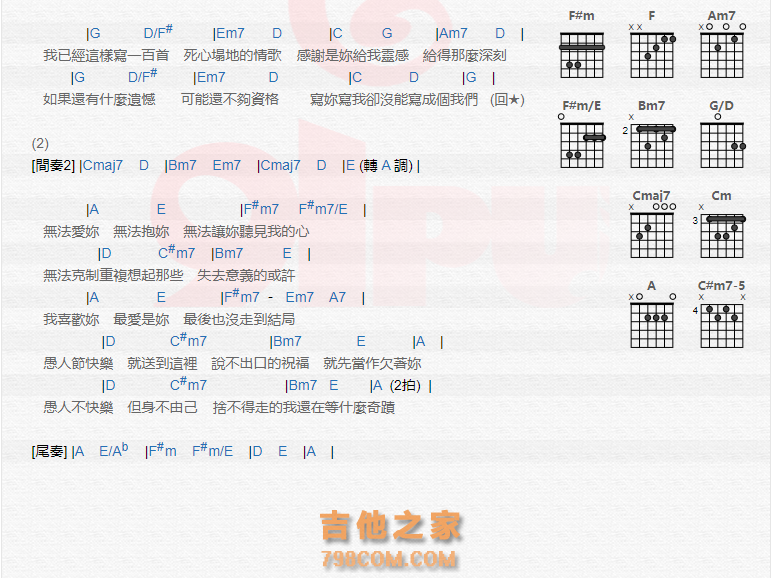 《愚人节吉他谱》_陈卓_吉他图片谱2张 图2