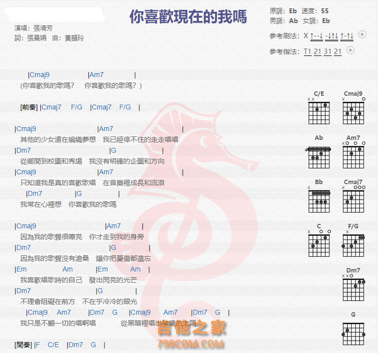 《你喜欢现在的我吗吉他谱》_张清芳_吉他图片谱2张 图1