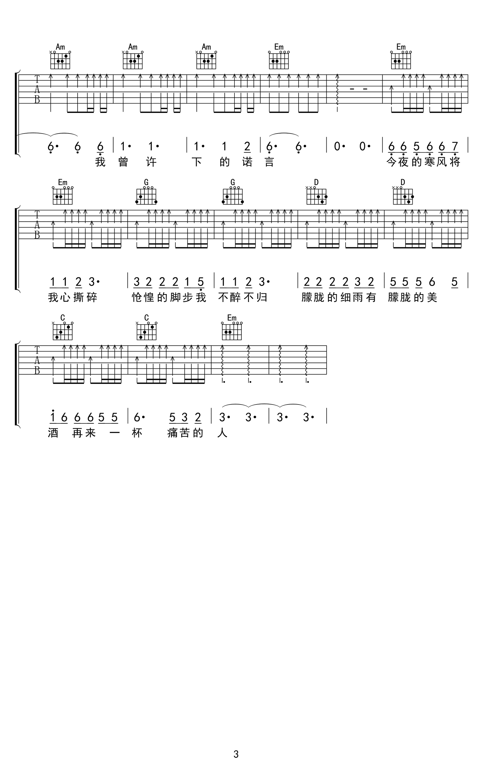 《痛哭的人吉他谱》_伍佰_G调_吉他图片谱3张 图3