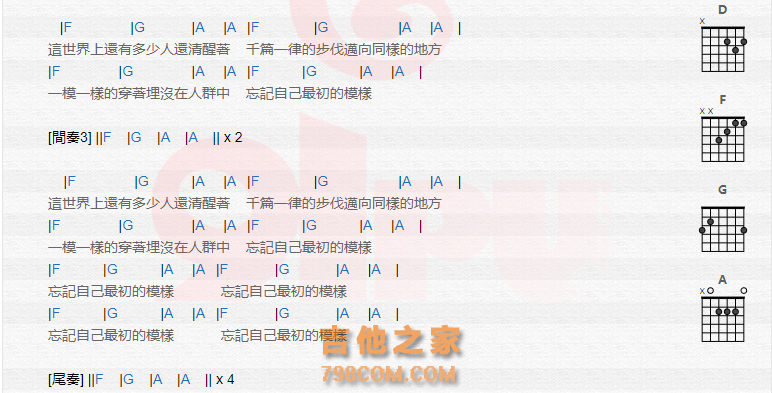 《补习班的门口高挂我的黑白照片吉他谱》_老王乐队_吉他图片谱2张 图2