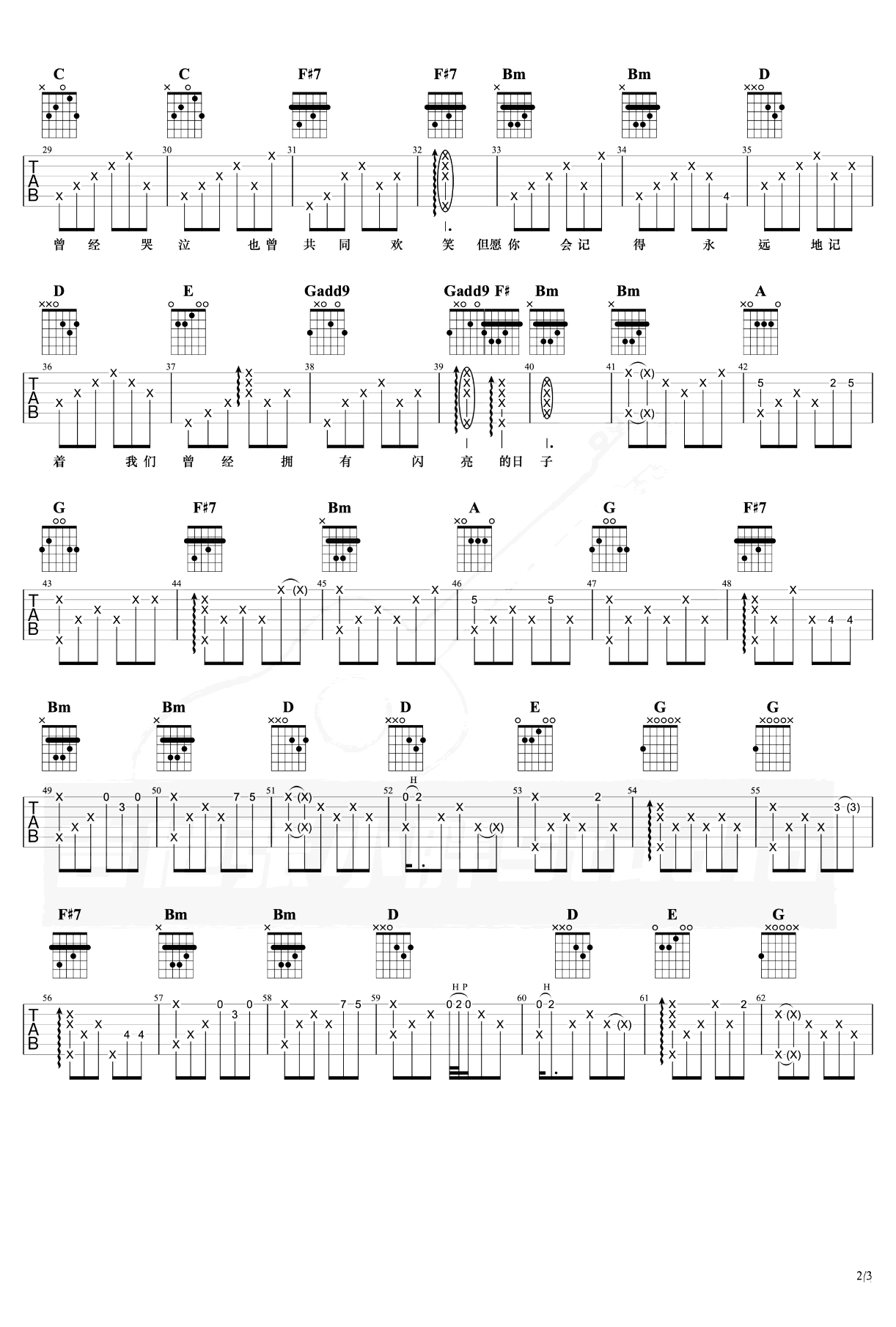 《闪亮的日子吉他谱》_罗大佑_F调_吉他图片谱3张 图2