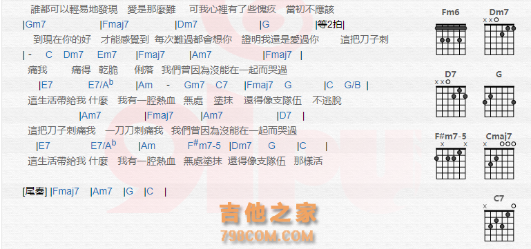 《岁月这把刀吉他谱》_林凡_吉他图片谱2张 图2