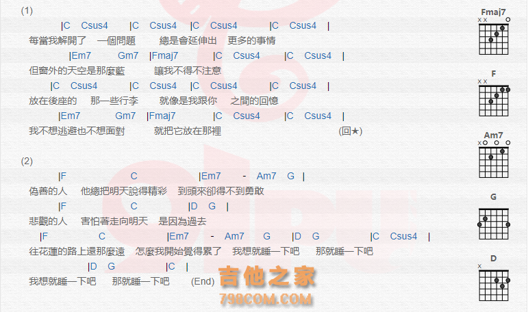 《花莲的路上吉他谱》_小米_吉他图片谱2张 图2