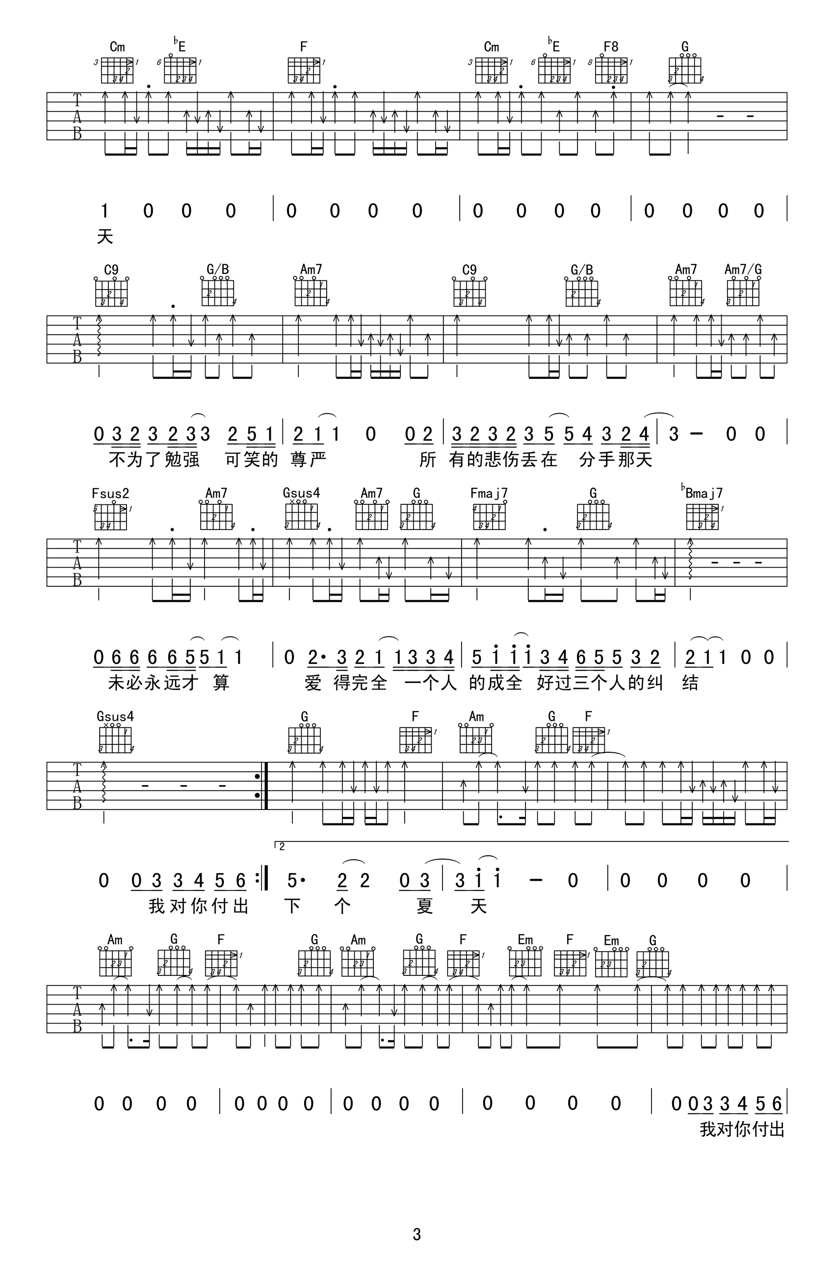 《成全吉他谱》_C调_C调_吉他图片谱4张 图3