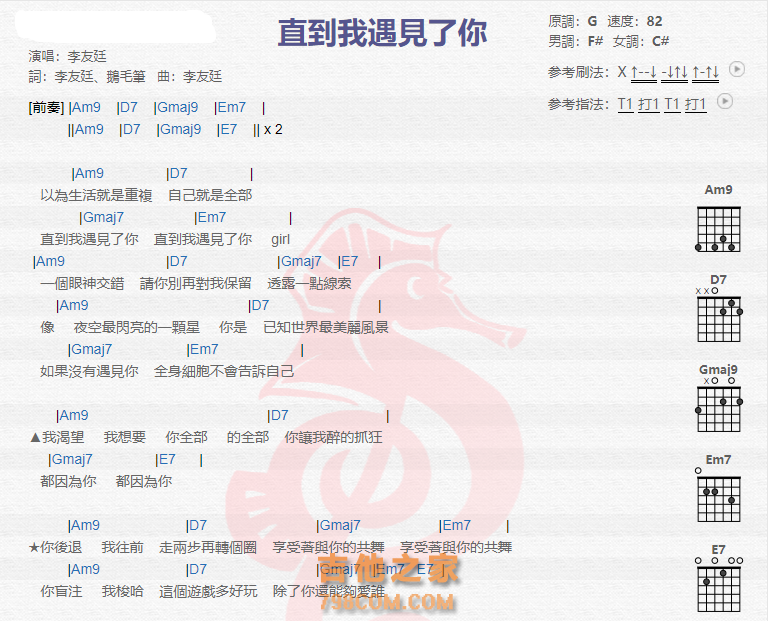 《直到我遇见了你吉他谱》_李友廷_吉他图片谱2张 图1