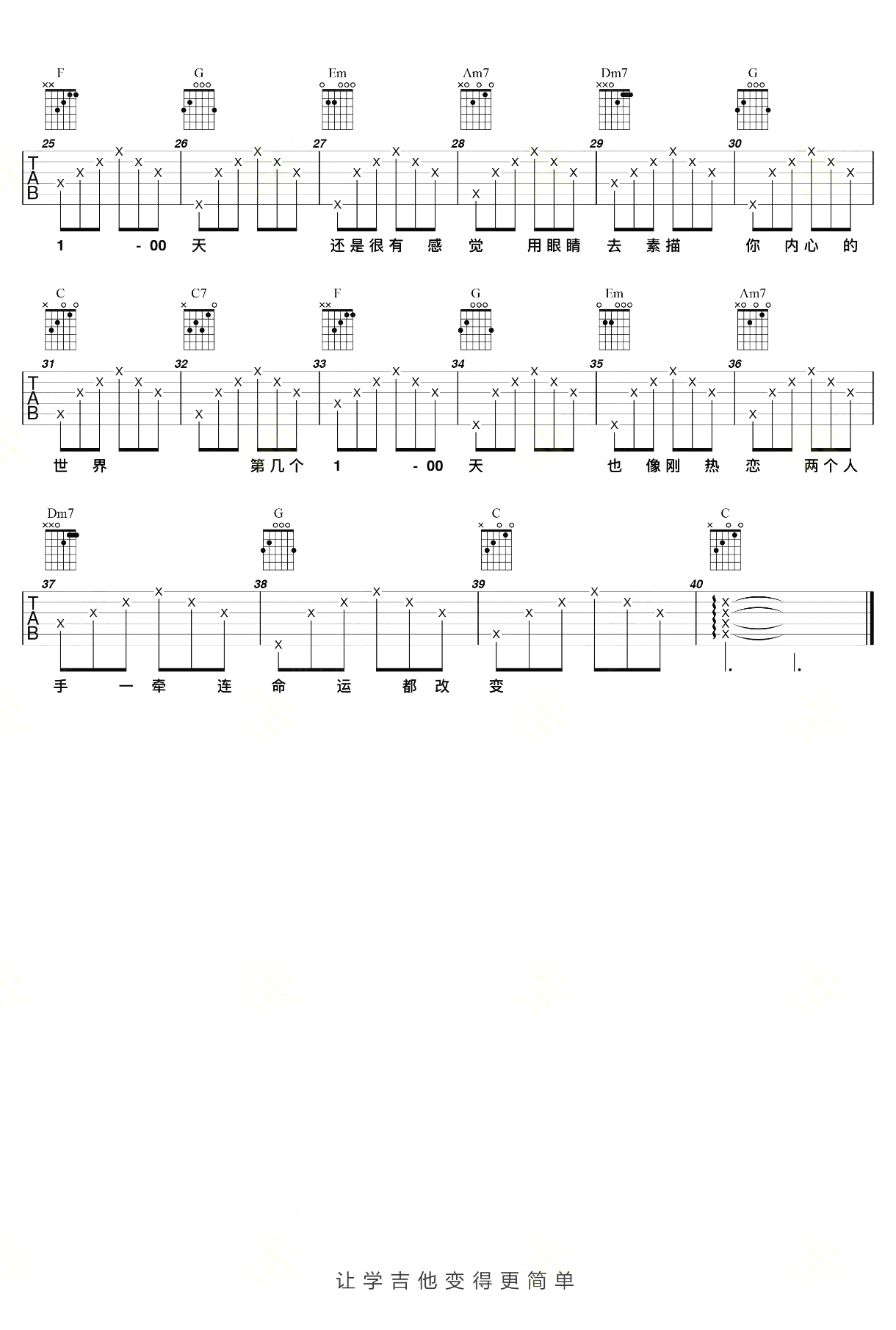 《第几个100天吉他谱》_林俊杰_吉他图片谱2张 图2