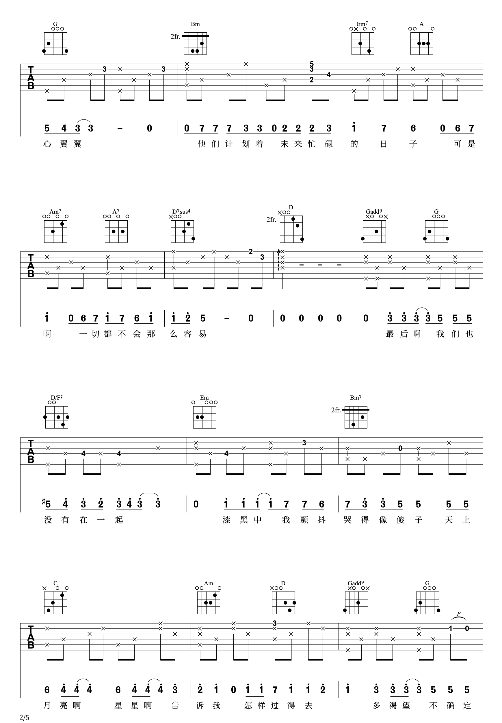 《最后我们也没有在一起吉他谱》_百里屠伕_吉他图片谱3张 图2