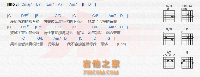 《节骨眼吉他谱》_艾怡良_吉他图片谱2张 图2