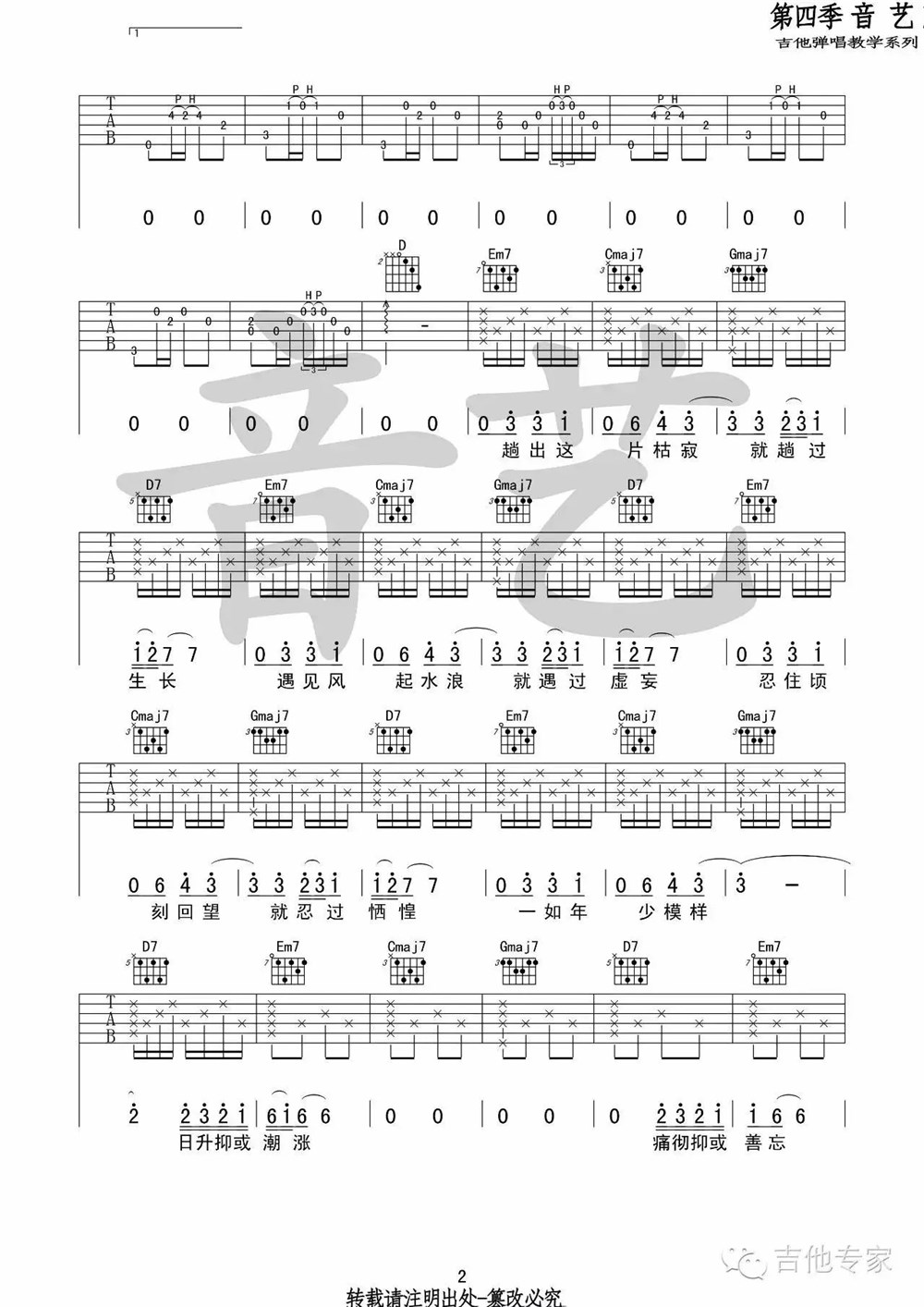 《途中吉他谱》_陈鸿宇_G调_吉他图片谱4张 图2