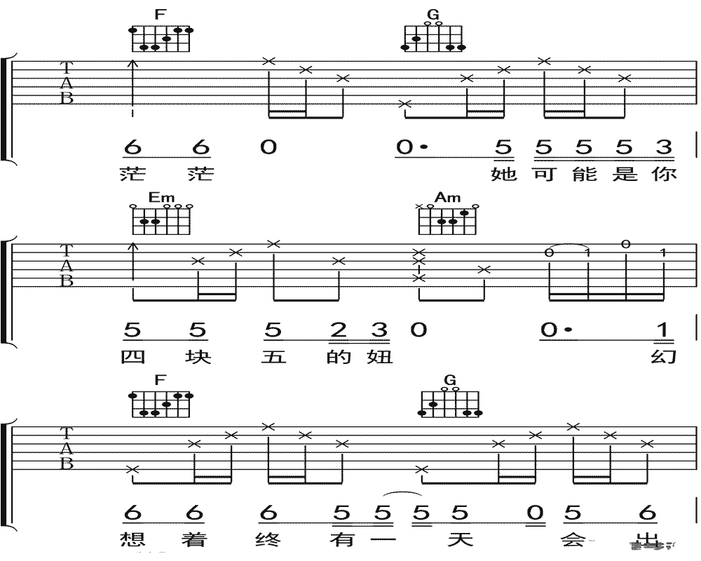 《四块五的妞吉他谱》_隔壁老樊_吉他图片谱11张 图9